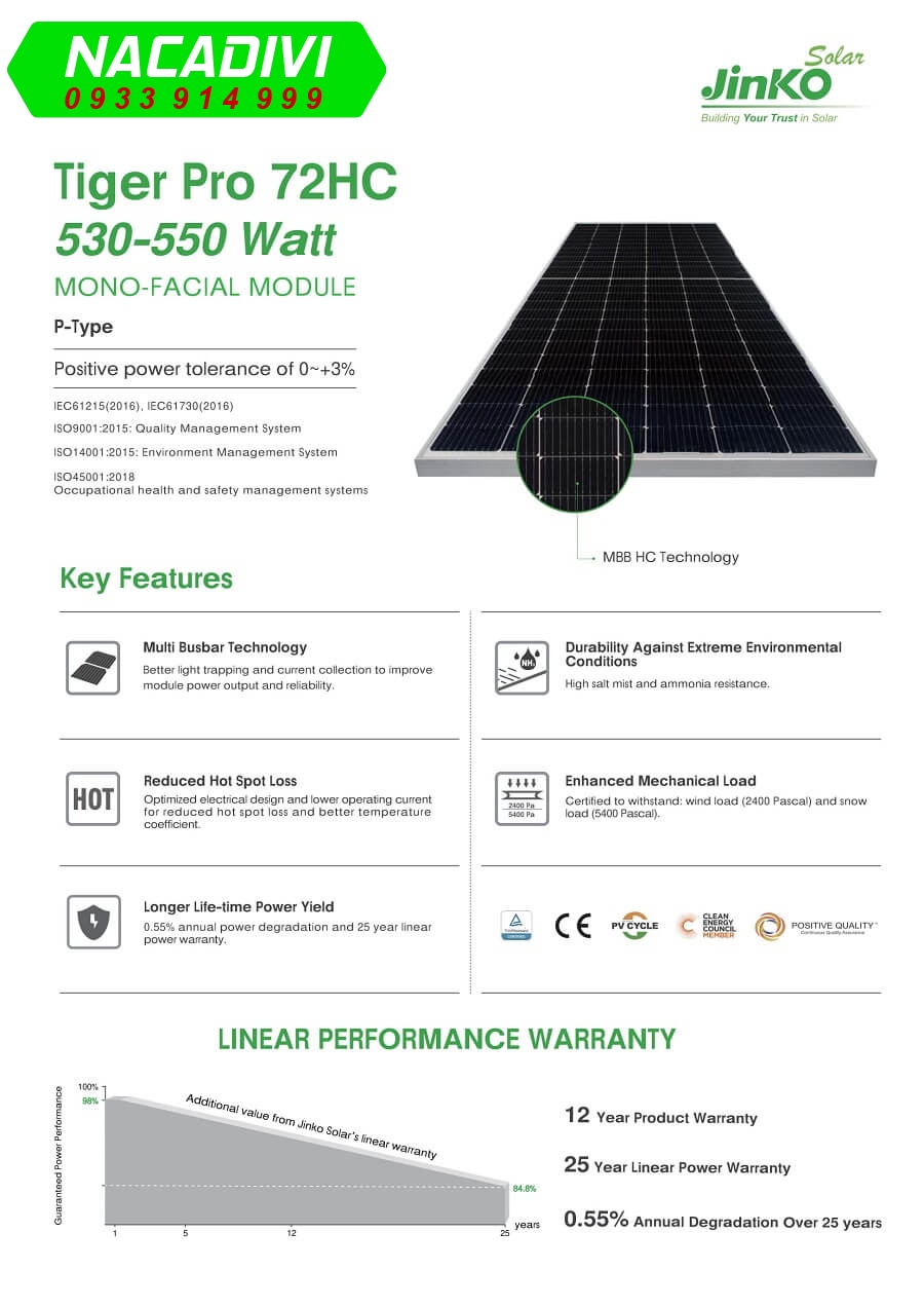 pin jinko solar 550w